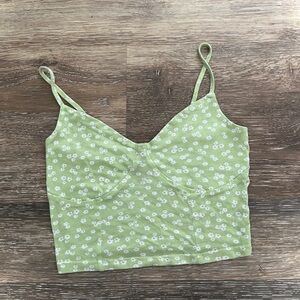 Pacsun Green and white floral top.